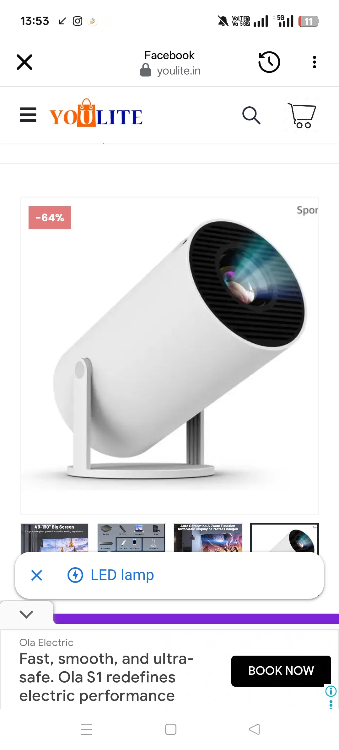 HY300 Projector 4K HD Android 11 Dual WIFI 6.0 200 ANSI BT5.0 1080P 1280 * 720P Home Theater Outdoor Portable Projetors (Color : HY300, Size : EU Plug)