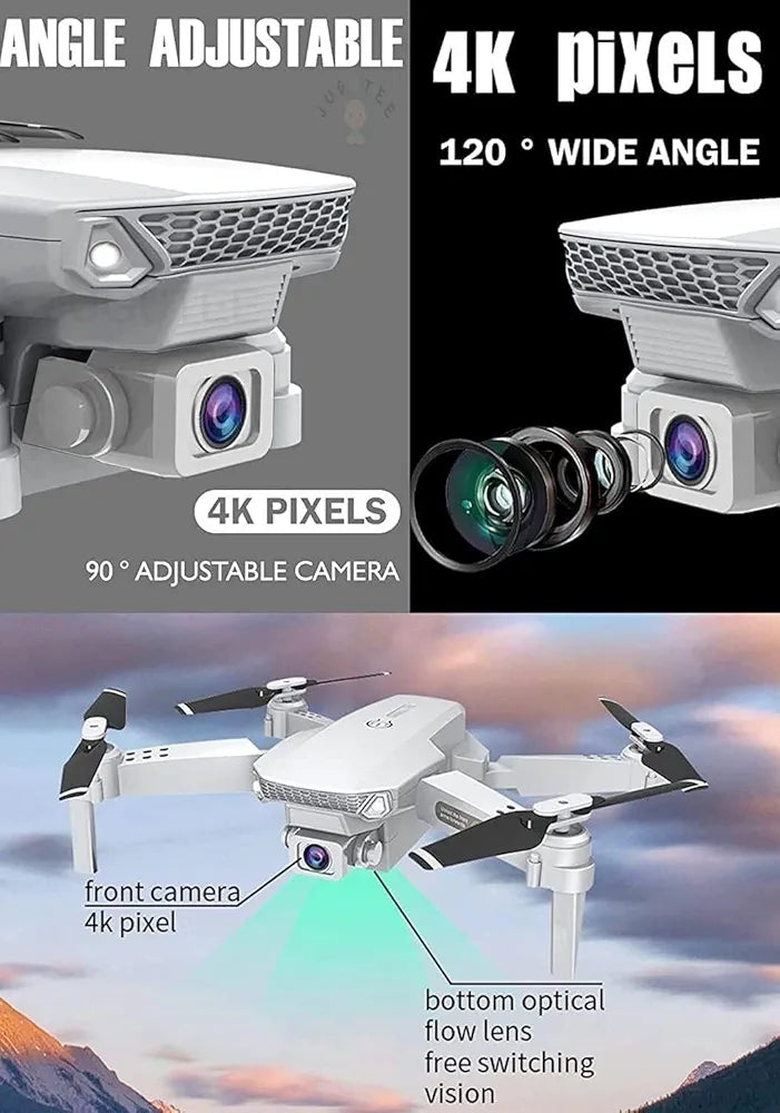 E88 Foldable 4K Mini Drone RC Quadrocopter With WIFI FPV Wide Angle HD Dual Camera